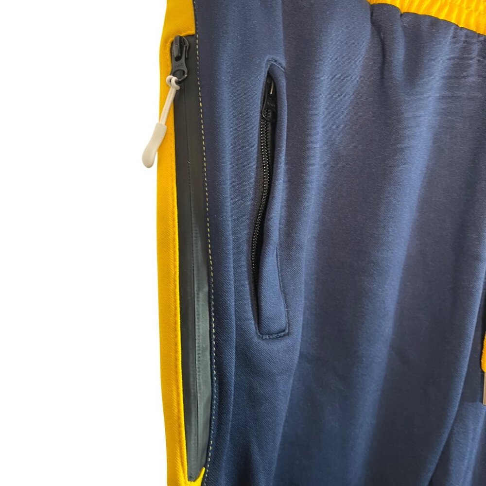 Third Eye Yellow & Navy Jogger Pants With Zip Pockets & Elastic Waist Size XXL - Picture 3 of 10